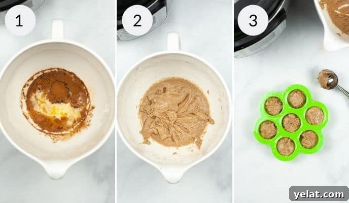 Mix ingredients in a bowl, finished mix in a bowl and bites in the mold for churro bites