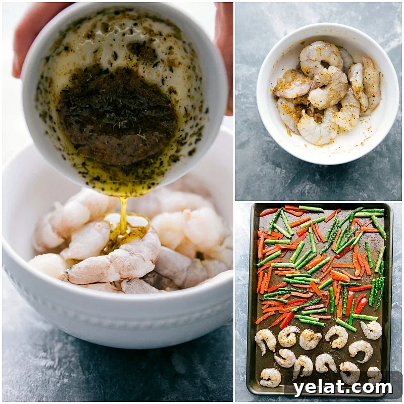 Garlic Butter Shrimp with Lemon Couscous Bowl 5 Process shot for herb mixture being added to the shrimp and then shrimp added to the tray.