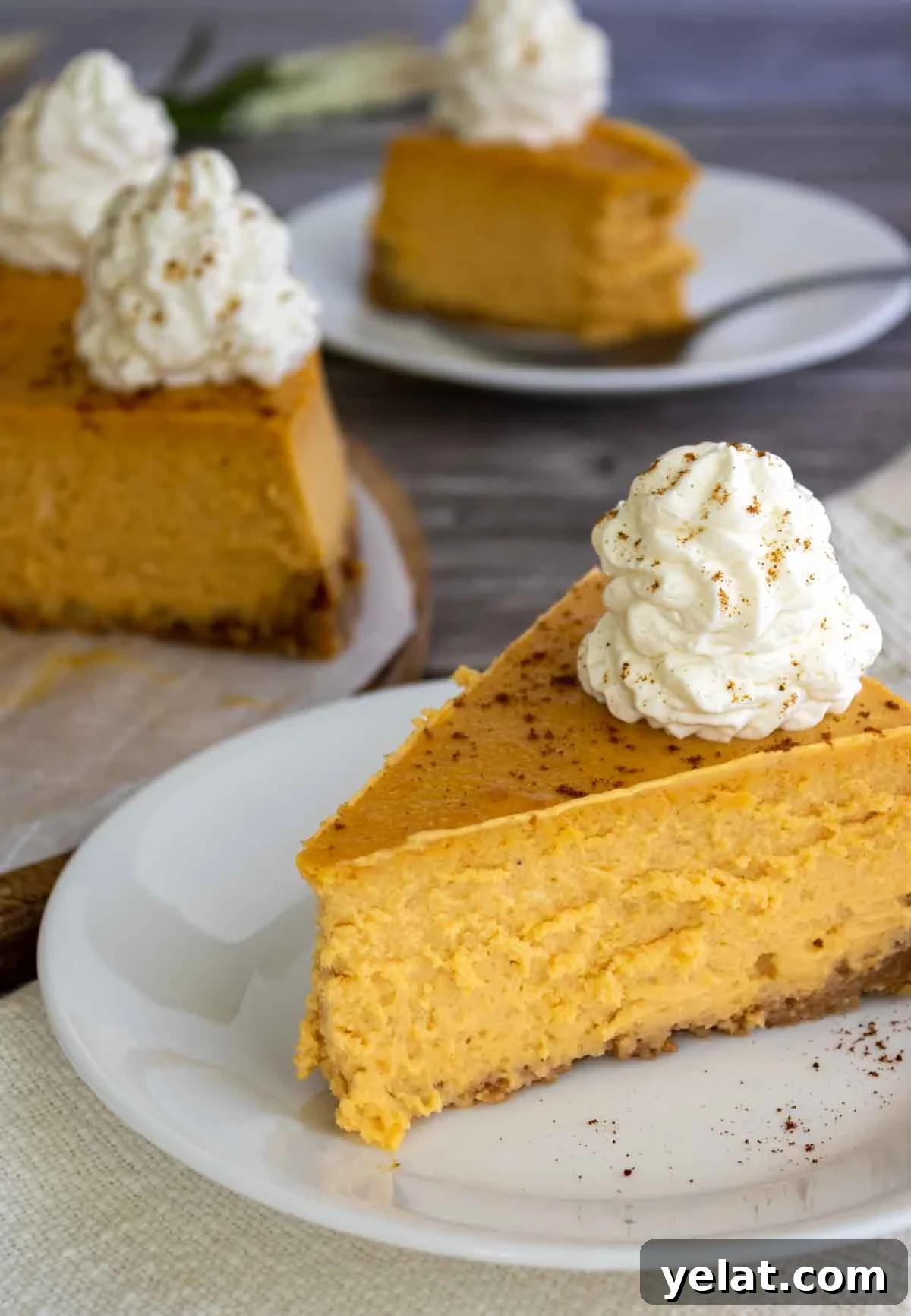 Paula Deen’s Pumpkin Cheesecake Recipe: Southern-Style Dessert Guide 2 a slice of pumpkin cheesecake on a plate.