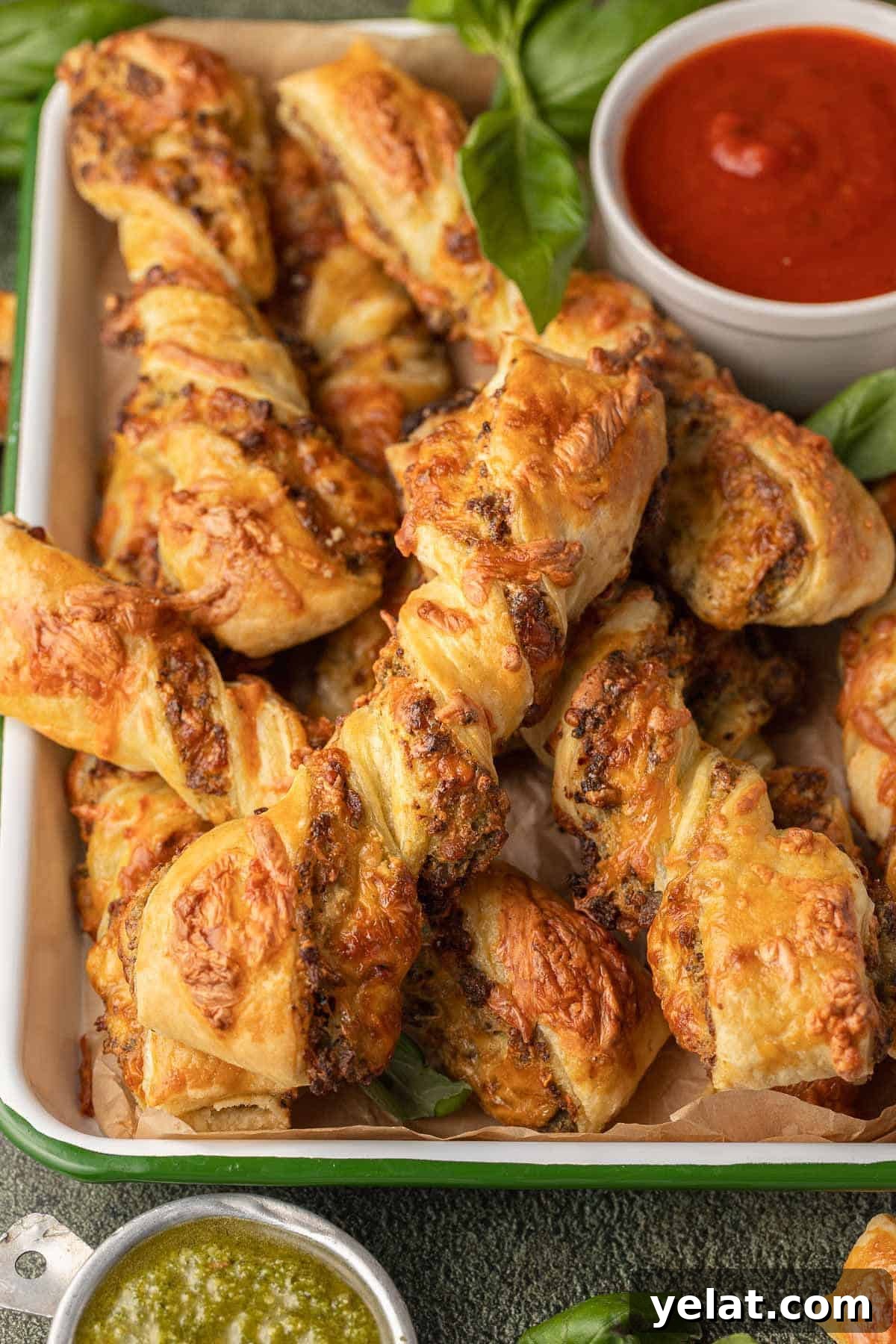 Savory Sausage Puff Pastry Twists Recipe for Parties 8 Sausage Pesto Twists