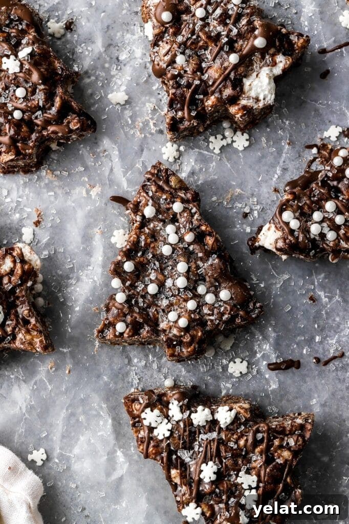 chocolate christmas tree rice krispie treats