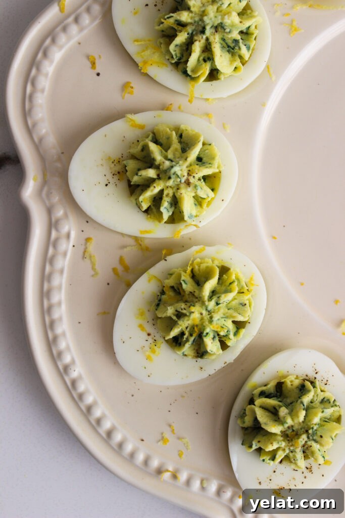 Spanakopita inspired deviled eggs