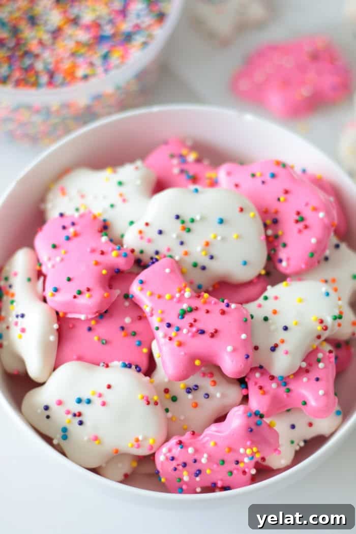 Homemade Circus Animal Cookies Recipe for Crunchy Iced Treats 7 bowl of pink and white circus animal cookies