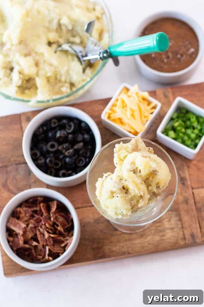 Loaded Mashed Potato Bar Ideas with Toppings and Mashtini Recipes 4 mashed potato bar with toppings