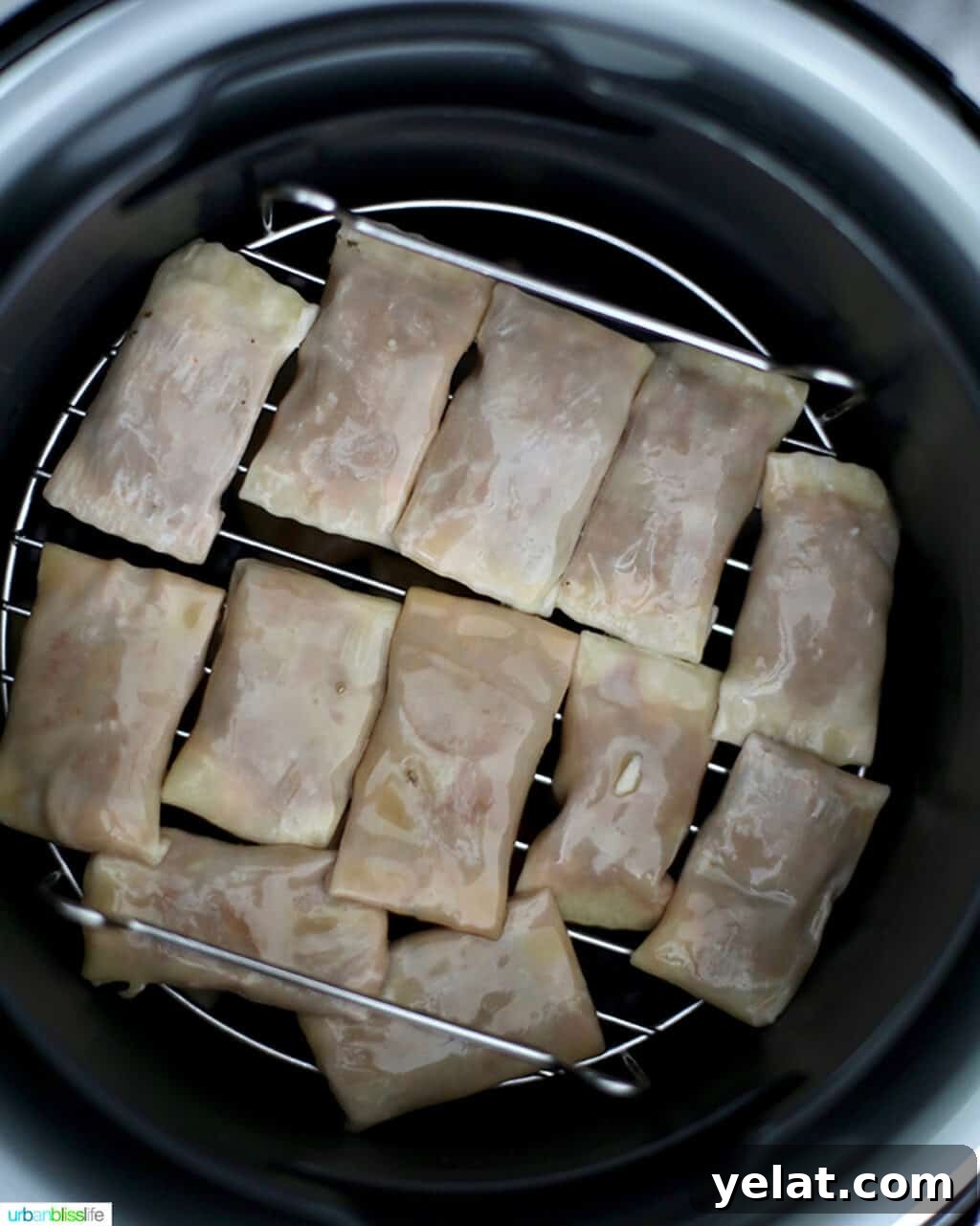 pizza rolls inside an air fryer