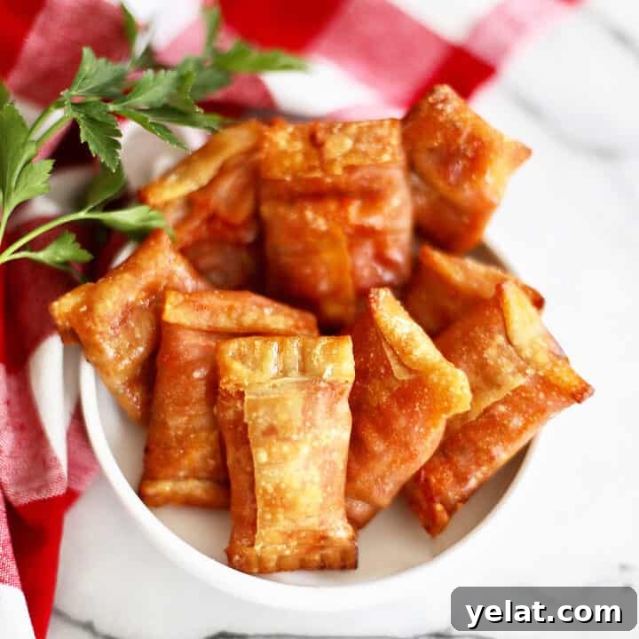 air fryer pizza rolls in a white bowl.