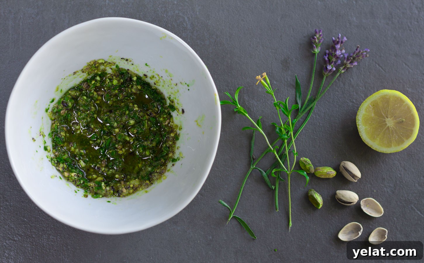 Planked Salmon with Pistachio-Tarragon and Lavender Gremolata 3 Gremolata ingredients: lemon, pistachios, tarragon, lavender, garlic