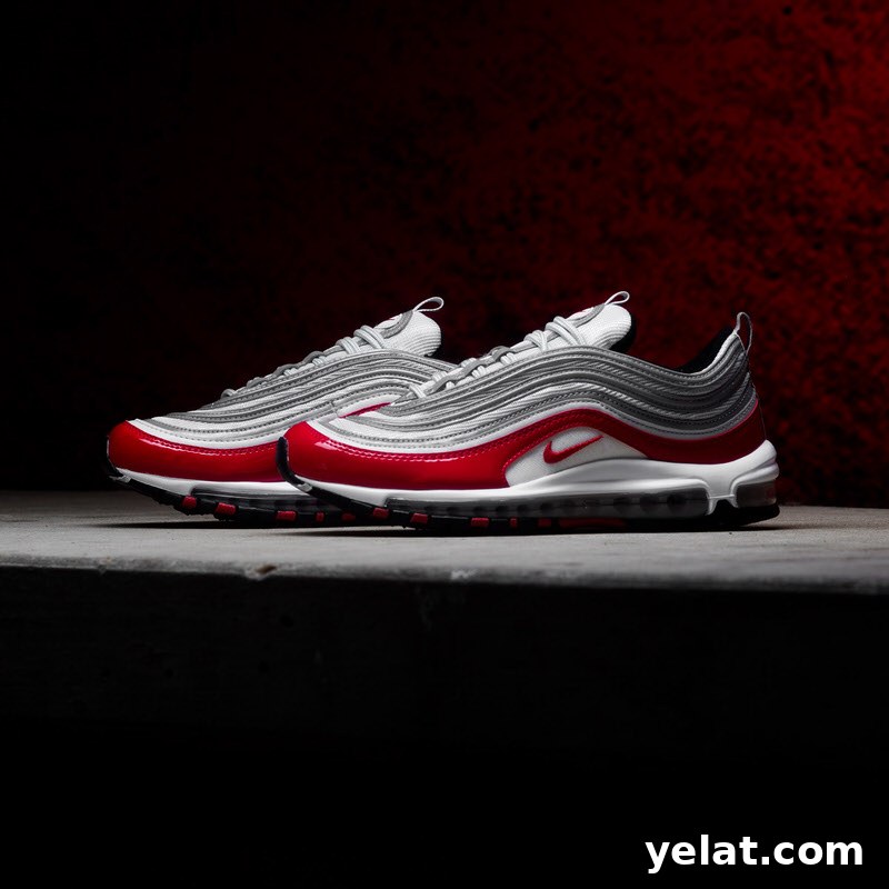Nike Air Max 97 Pure Platinum/University Red - top view