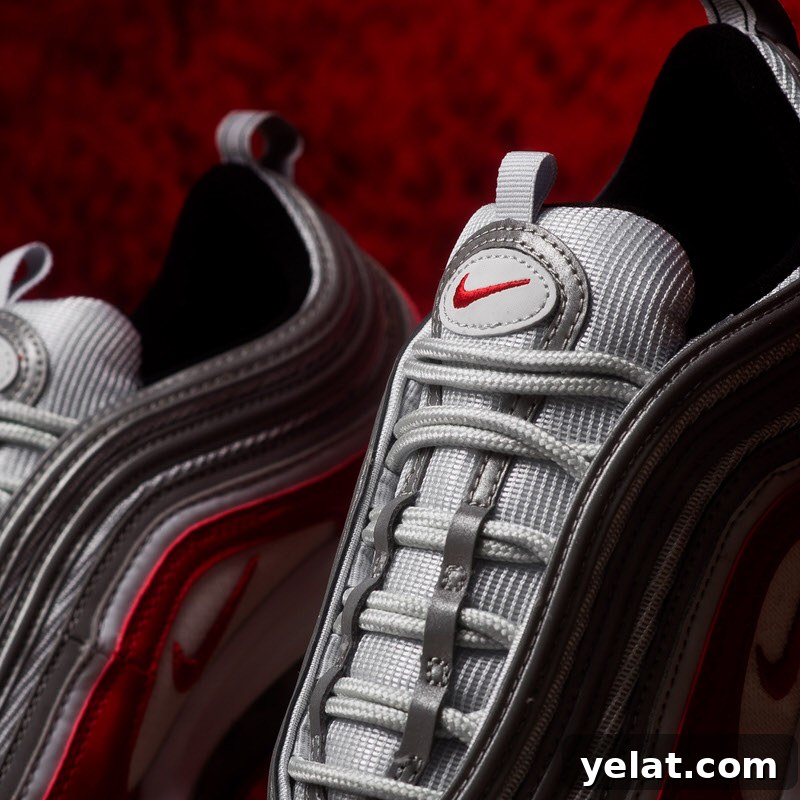 Nike Air Max 97 Pure Platinum/University Red - angled view
