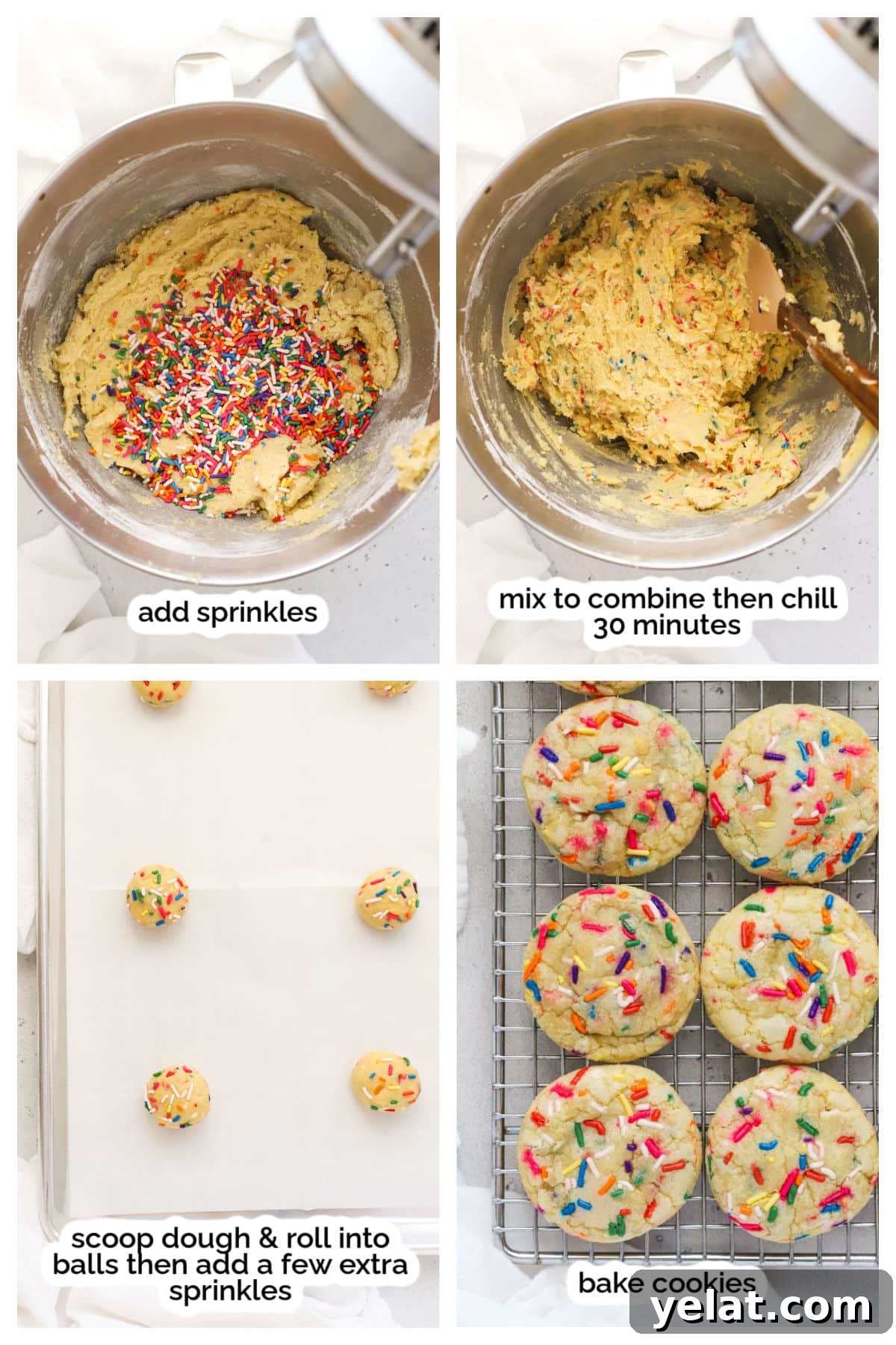 making gluten-free sugar cookies with sprinkles, step by step