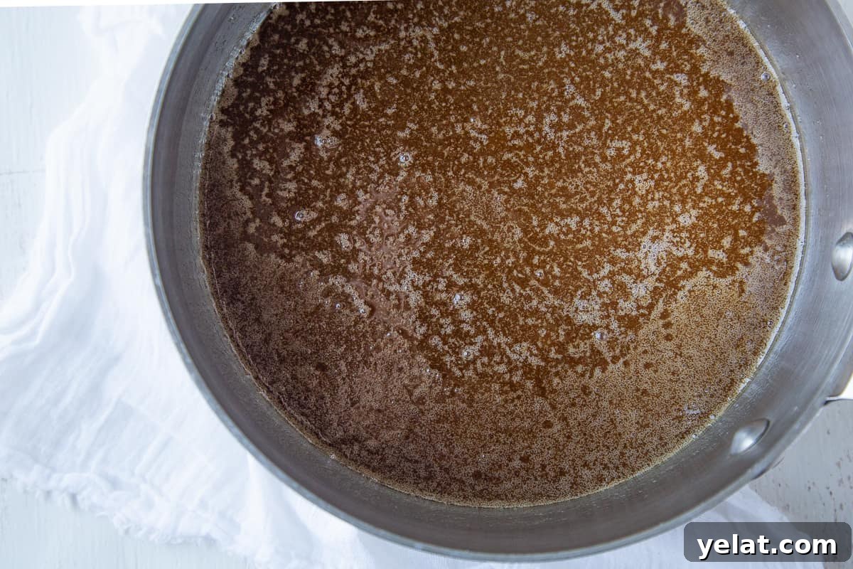 butter and sugar mixture in a metal pan.