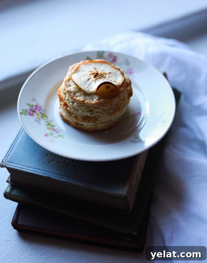 Apple, Sage & Gruyère Scones — Savory Autumn Pastry Recipe 8 Apple, sage, and gruyere scone.