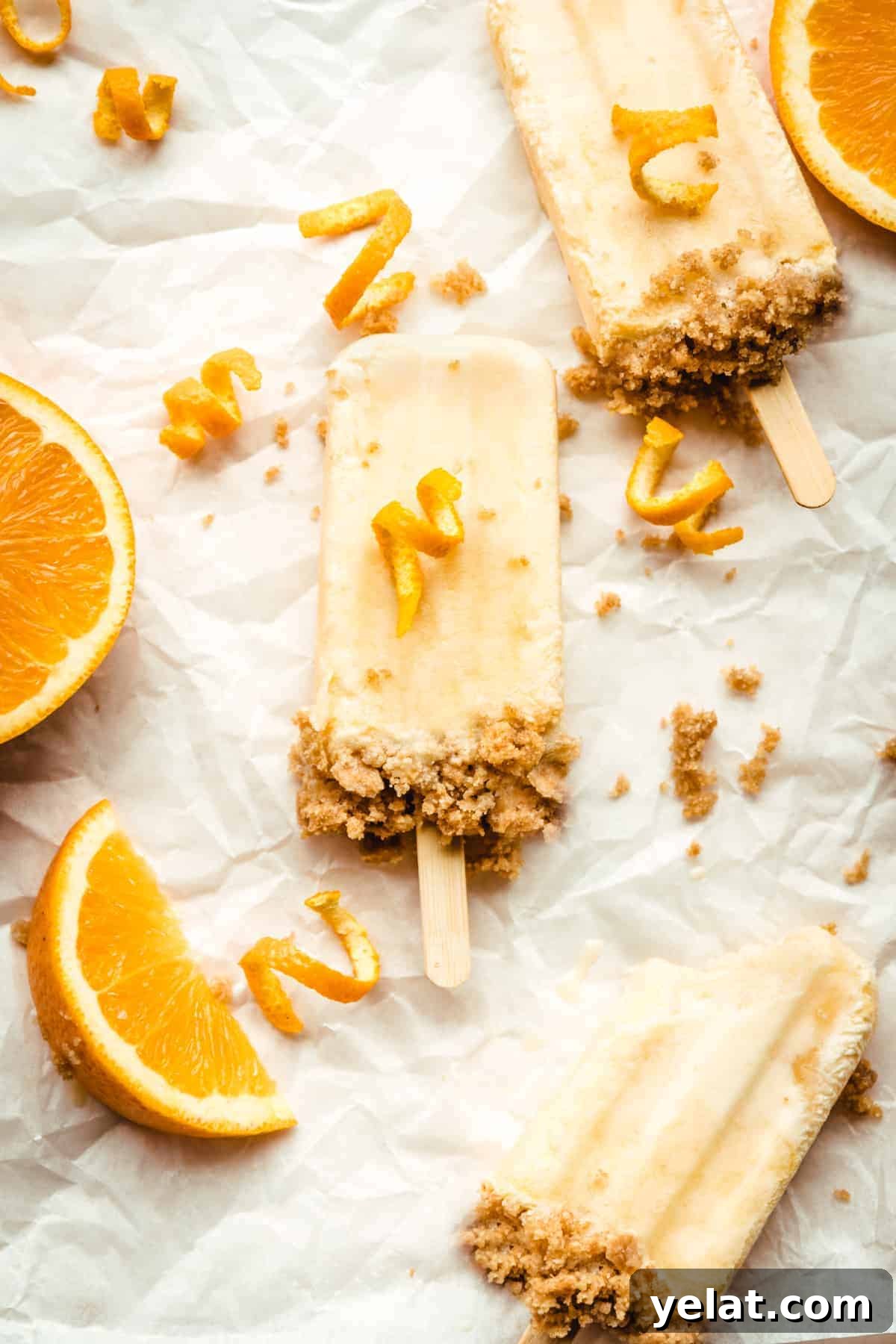 Creamsicle Ice Pops with Graham Cracker Crumble 2 You won't want to share these delicious orange creamsicles!