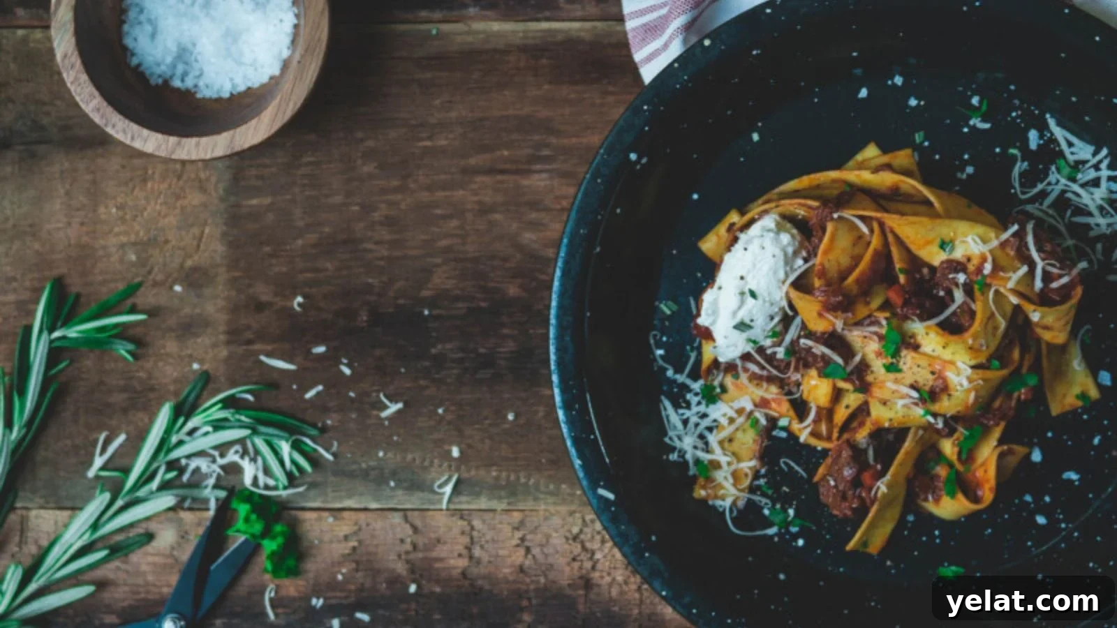 Beef cheek ragu simmered until tender in rich deep red sauce.