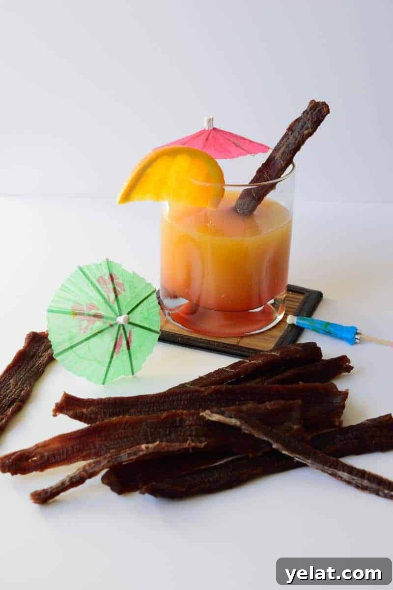 Mai Tai-Marinated Beef Jerky Recipe for Tropical Flavor 2 This Mai Tai Beef Jerky has all the great flavors of this tropical drink. It will take you back to a memory of you sitting by the pool or on the beach soaking up some sun and having a refreshing drink. | Jerkyholic.com