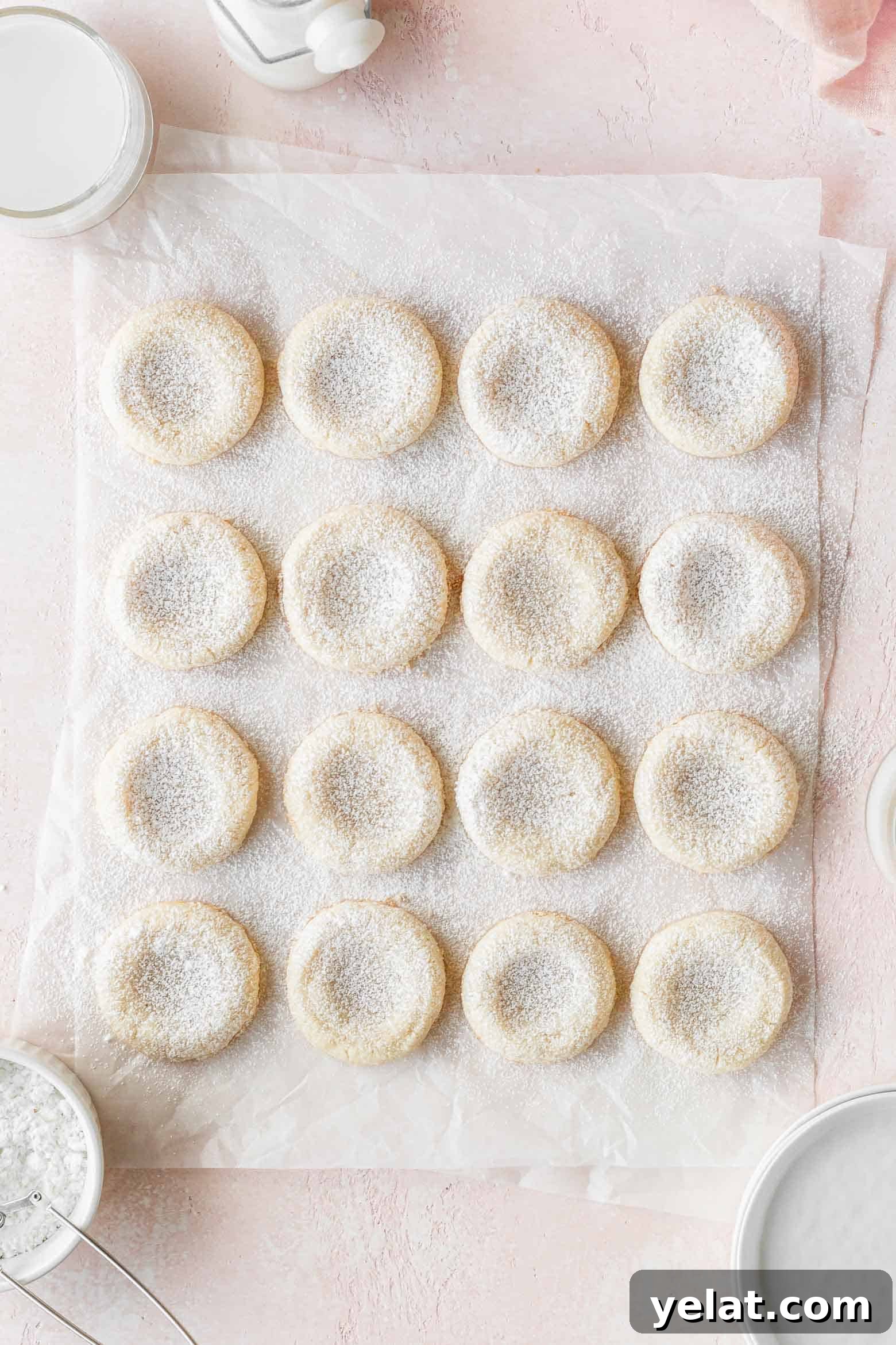 Lemon Curd Thumbprint Cookies — Zesty Homemade Cookie Recipe 7 Cookies dusted with powdered sugar.