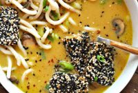 Creamy Miso Noodle Soup with Crispy Sesame Tofu