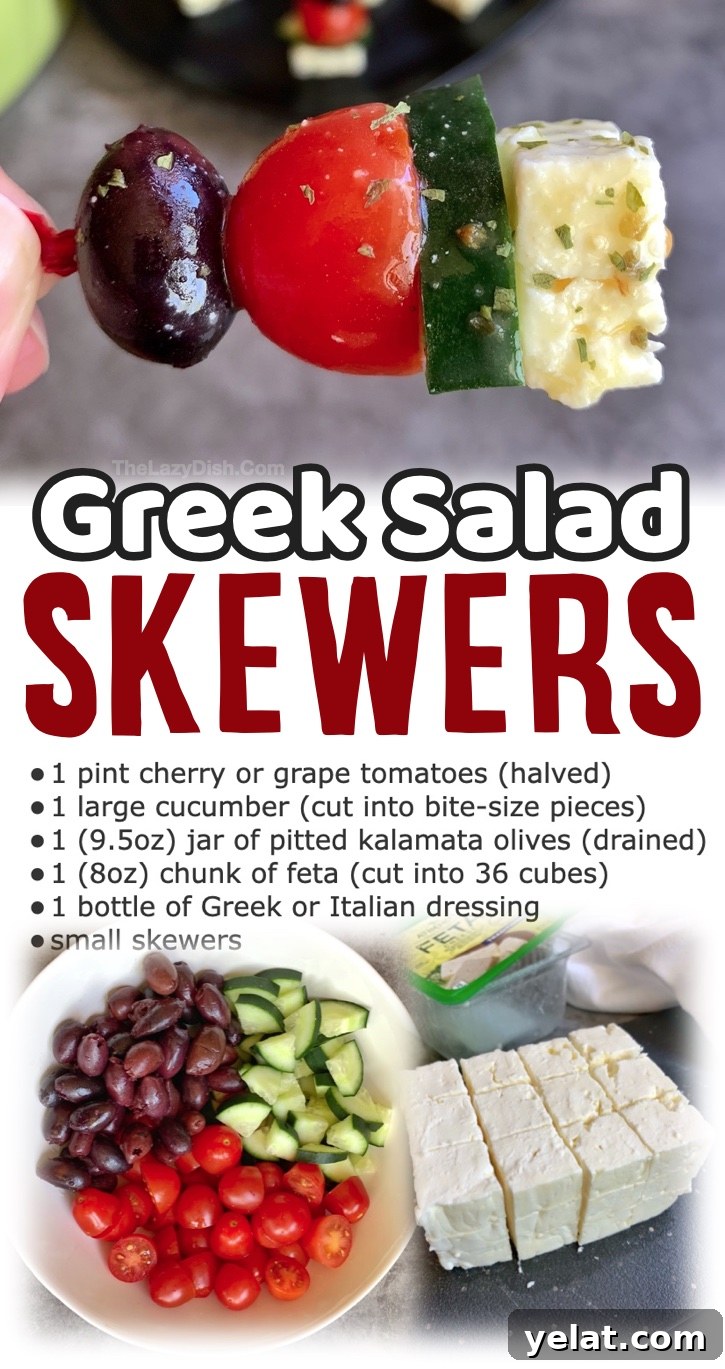Greek Salad Skewers: Fresh Mediterranean Appetizer Recipe 6 Simple, healthy, make-ahead cold party appetizer — perfect finger food