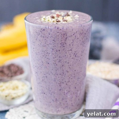 Blueberry Banana Smoothie with fresh fruits and oats