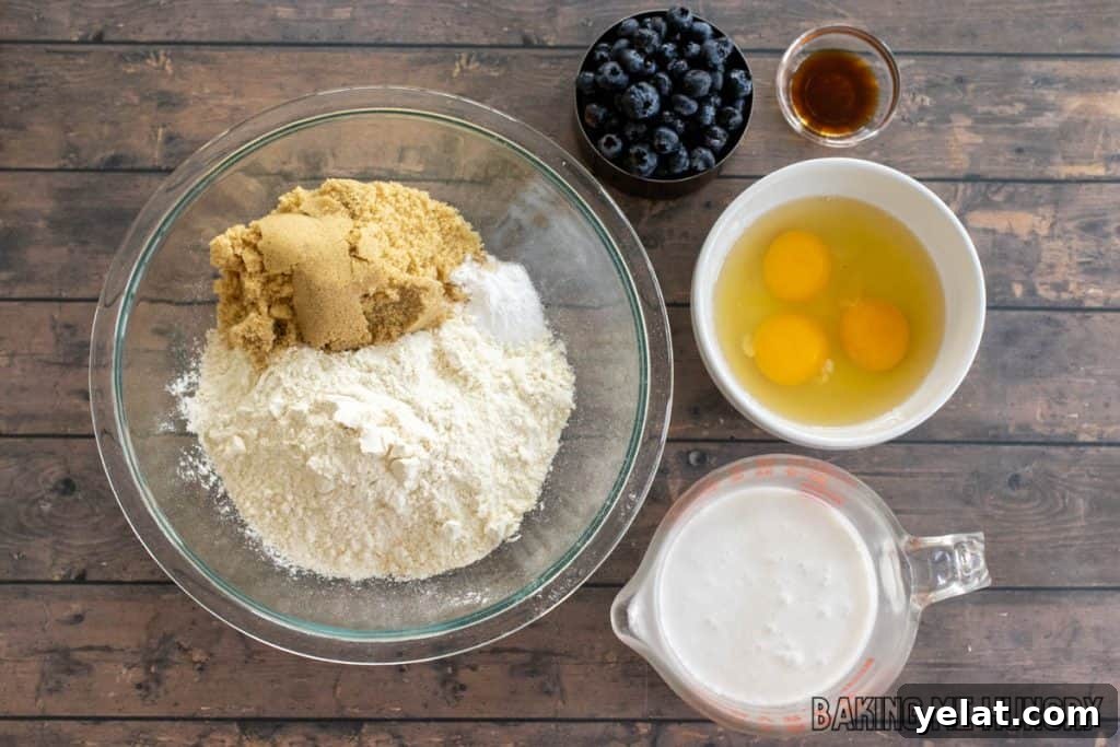 Moist Dairy-Free Blueberry Muffins Recipe 4 ingredients in bowls