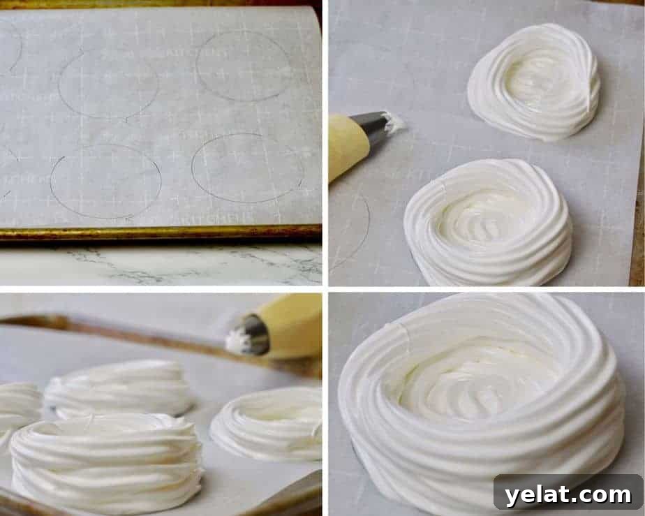 Light and Creamy Strawberry Mousse Pavlovas Recipe 5 4 process pictures piping meringue shells
