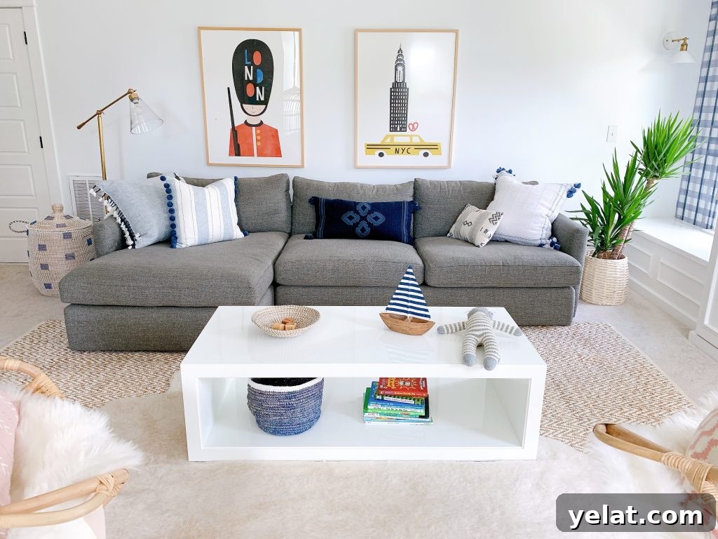 Serena and Lily Home Styling: How I Styled Their Pieces in My Space 17 a playroom with the atelier coffee table