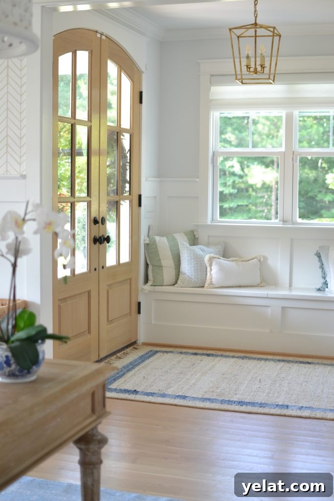 Serena and Lily Home Styling: How I Styled Their Pieces in My Space 5 Serena and lily jute stripe rug in a foyer